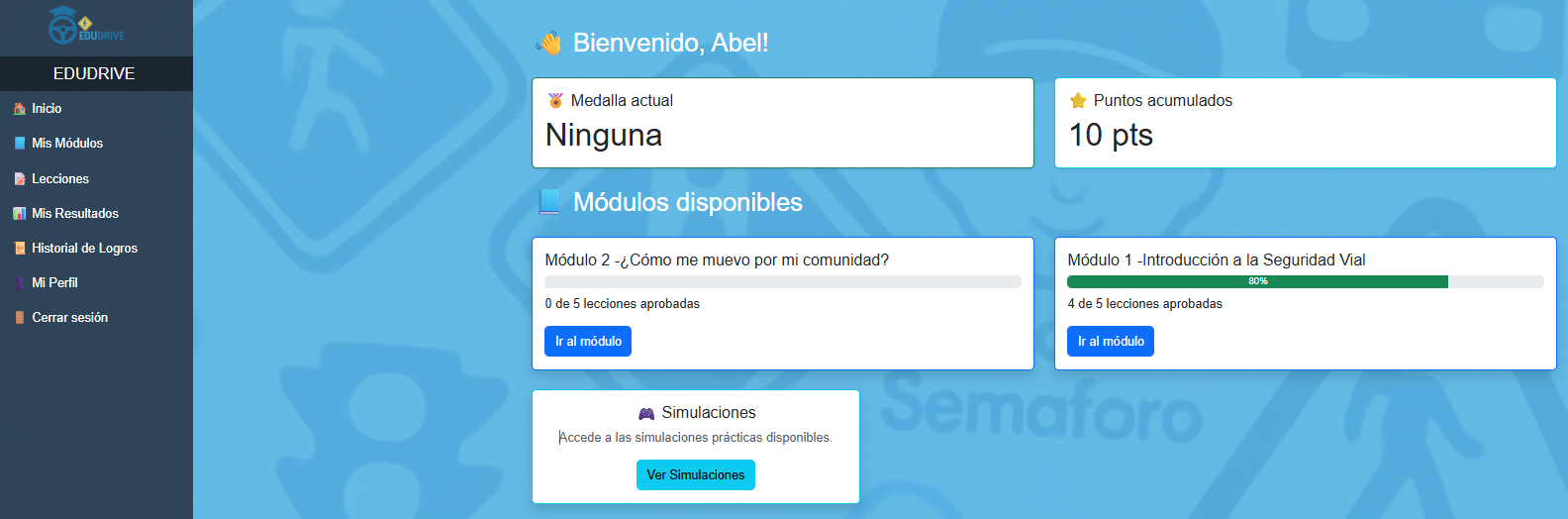 Dashboard del estudiante
